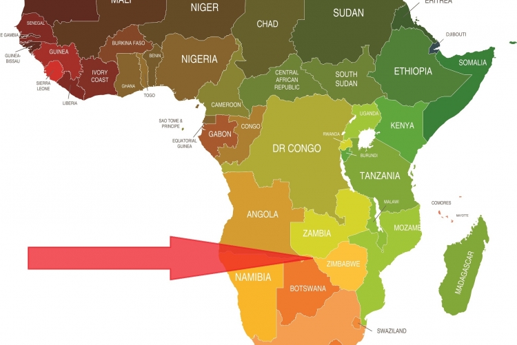 Carte de l'Afrique et situation géographique du Zimbabwe